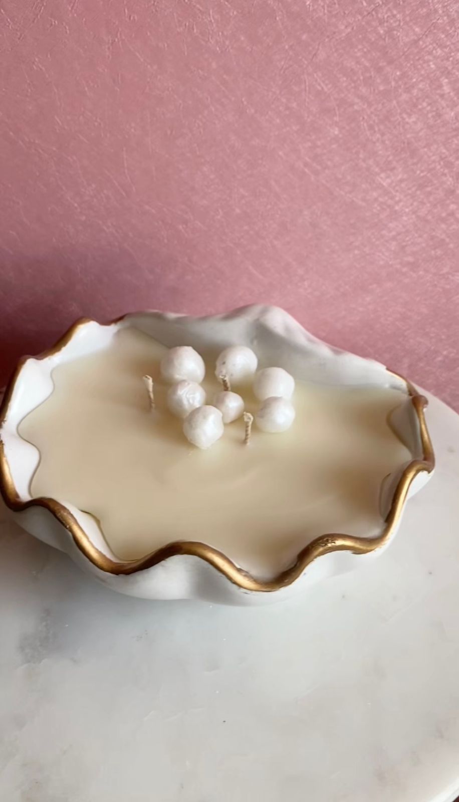 Vela Concha con perlas