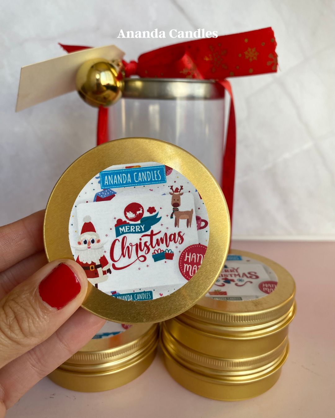 Kit Navideño de 3 Velas en Lata Dorada