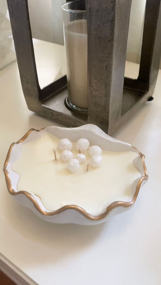 Vela Concha con perlas
